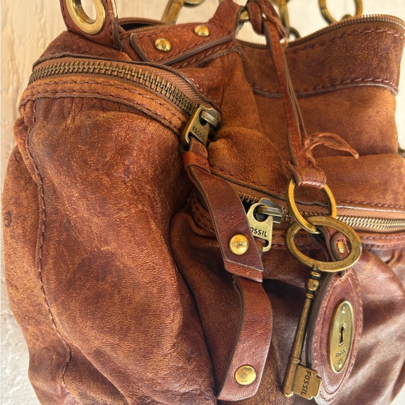 Vintage Fossil Brown Leather Shoulder Bag - Picture 9 of 14